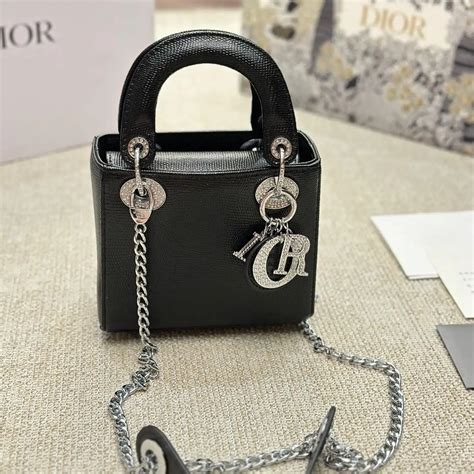 christian dior black mini bag|mini lady Dior lizard bag.